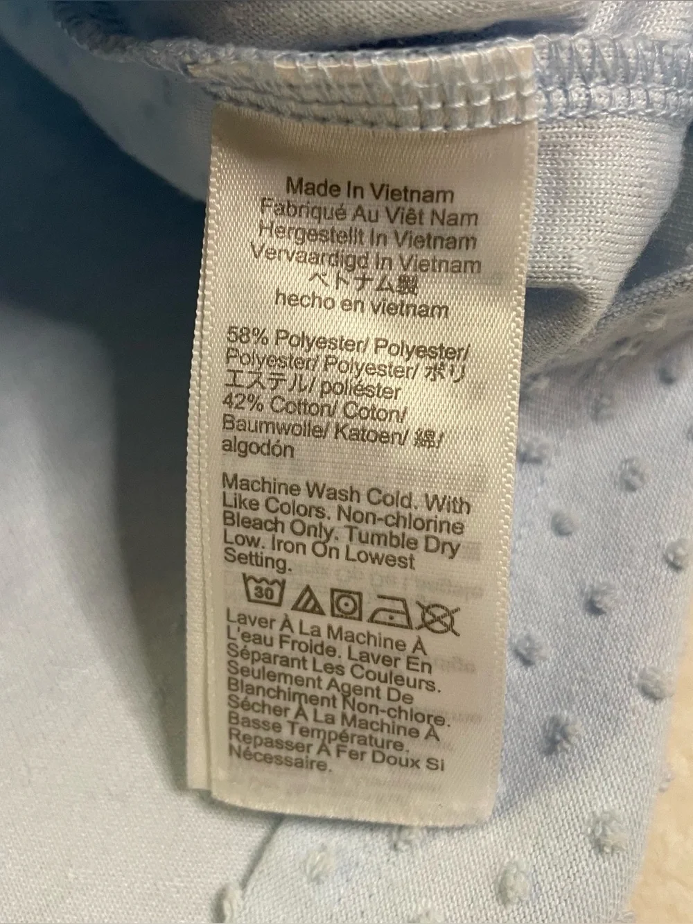 J. Crew Baby Blue Bubble Textured 3/4 Sleeve Blouse size L